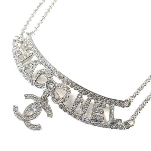 CHANEL Necklace 2022 Fall Winter Collection Cc Mark Choker Silver Ribbon