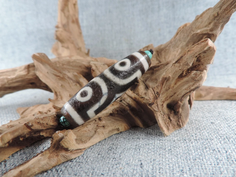 Старинный тибетский 3 глаза старый агат Дзи бусина амулет для подвески браслет Gzi бусина D - Изображение 3 из 4