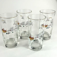 Cuthbertson Original Family Christmas Tumbler Glasses Set Of 4 Vintage England