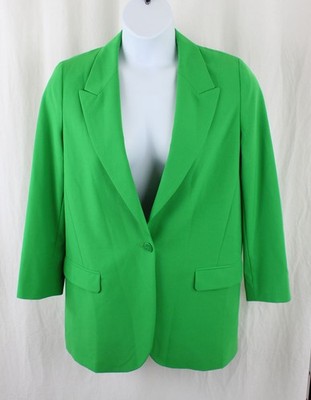 Marella Women's Green Single Breasted Long Sleeve Lined Jacket Blazer Size 10