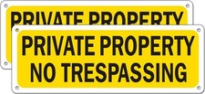 No Trespassing Private Property Sign Aluminum Metal for House 2 Pack, 10 x 3.5 