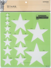 Stars Template Plastic Stencil 14 Five Point Sizes For Drawing Crafts Green