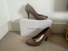 Dorothy Perkins Mocha Taupe Patent Court Shoes Stiletto Heels UK7 E41 US9.5