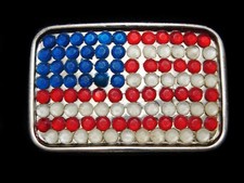 LH05148 COOL  UNITED STATES FLAG MADE OF CRYSTALS  PATRIOTIC BELT BUCKLE