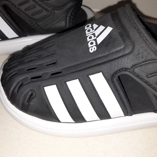 Adidas Kids Closed Toe Water Sandals Sz 7K Black White Lightweight Adjustable - Picture 2 of 10