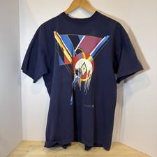 Vintage 90s Single Stitch Frank LLoyd Wright Shirt Mens XL Blue Frozen Spheres
