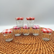 Red Pink Bonne Maman 1 oz Mini Empty Glass Jars Lot of 7 Crafts Storage