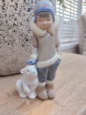 Lladro Figurine 5238 Eskimo Boy with Pet Polar Bear Used Perfect Boxed with box