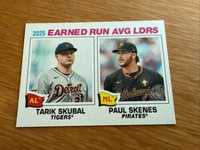 2026 Topps Heritage #7 Skenes/Skubal 2025 Earned Run Avg Ldrs Pirates/Tigers