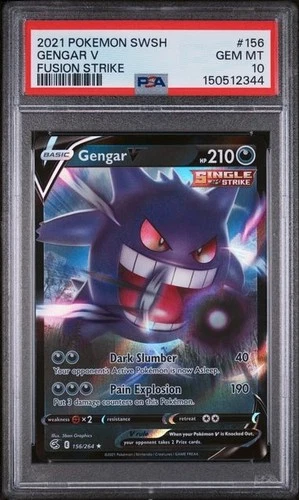 Gengar V #156 Pokémon TCG 2021 Fusion Strike Ultra Rare PSA 10 Gem Mint