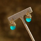 Earrings Sleeper Golden Cz Byzantine Real Pearl Amazonite Retro ET9