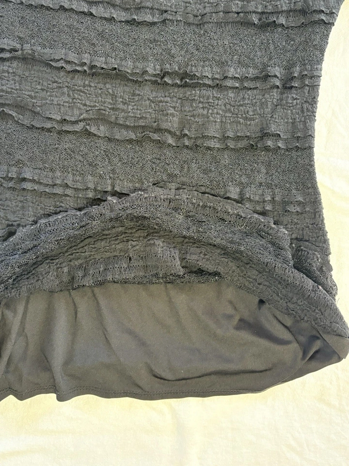 Top de encaje con volantes Y2K para mujer S mezcla de algodón con capas coqueta Fairy Grunge 00s Rave Foto 3 de 4