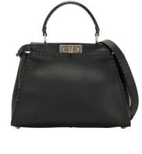 Fendi Medium Peekaboo Selleria Handheld Leather Black