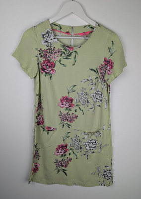 Joules Ianthe Tunika Kleid | Damen UK 8 | limettengrün geblümt Leinenmix