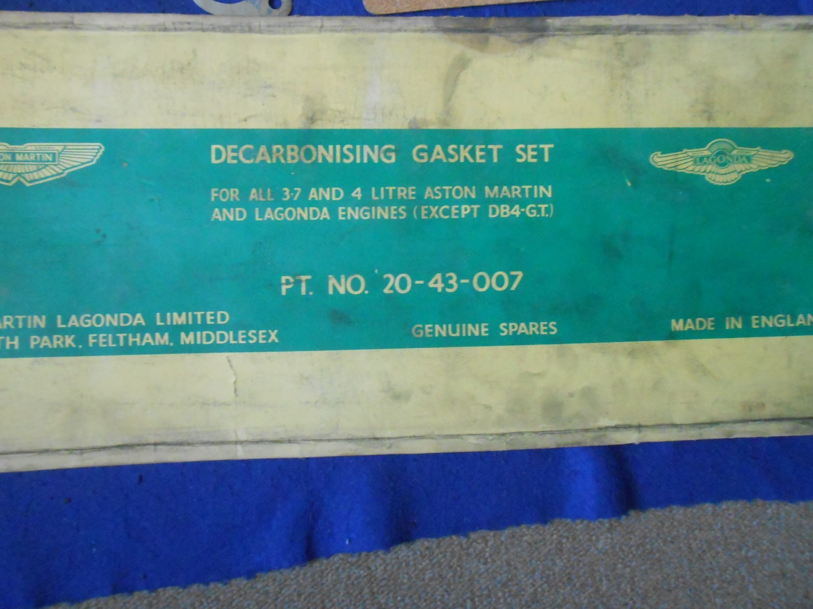 NOS Aston Martin 3.7/4 Liter & Lagonda not DB4-GT Partial Gasket Kits 20-43-007