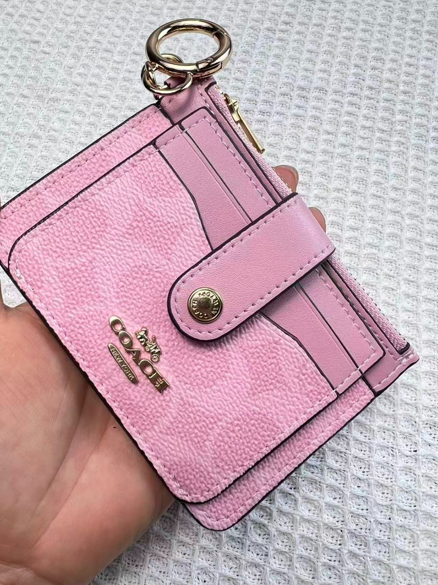 Cheカート♡ COACH Attachment Credit Card Case Signature Canvas C7398 Pink Logo