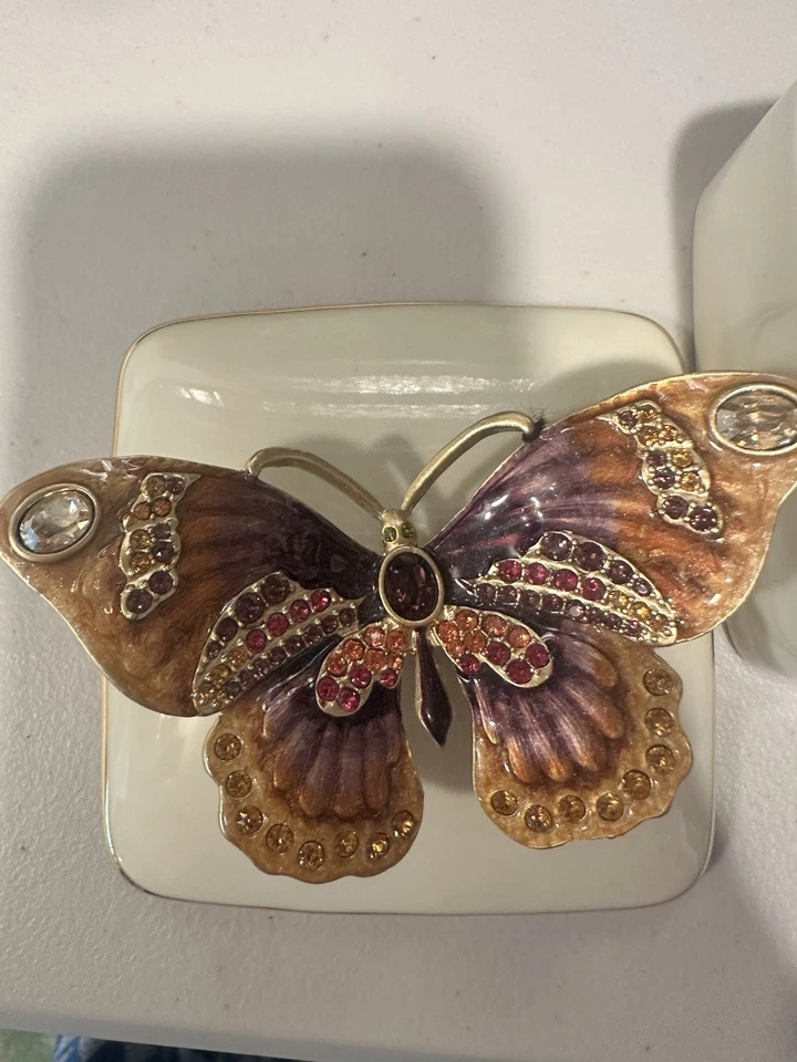 Caja de porcelana con joyas de cristal mariposa Jay Strongwater Lilliana Foto 2 de 4