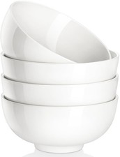 26 Oz Porcelain Soup Bowls Set of 4, White Ceramic Bowls for Kitchen, Cereal ...