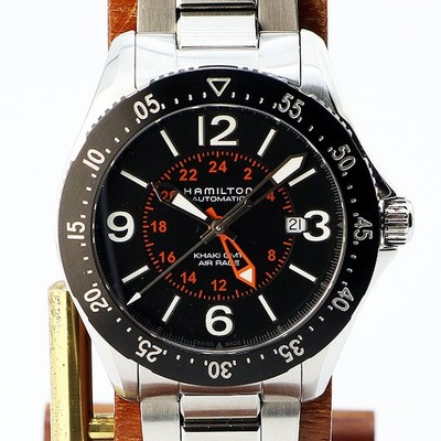 Hamilton Khaki Pilot GMT H767550 Automatik Uhr 38mm schwarzes Zifferblatt