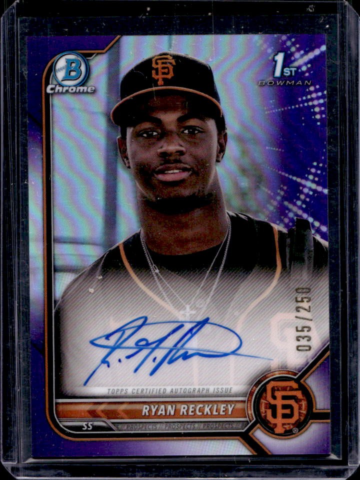 2022 Bowman Chrome Ryan Reckley Auto Purple Refractor 1st #35/250
