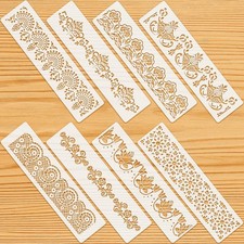 Zonon 8 Pcs Talavera Stencils for Painting Reusable Floral 3 x 12 inches