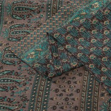 Sanskriti Vintage Brown Indian Sarees Moss Crepe Printed Sari 5 Yd Craft Fabric