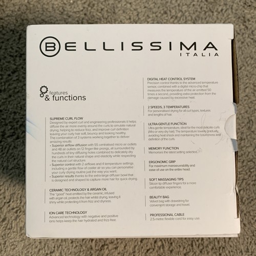 Bellissima Italia Diffon Supreme Ionic XL Diffusore e Asciugacapelli per Capelli Ricci - Foto 12 di 15
