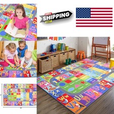 Kids Educational Rug 4x6 Feet Multi Color Playmat for Learning Alphabet Numbers
