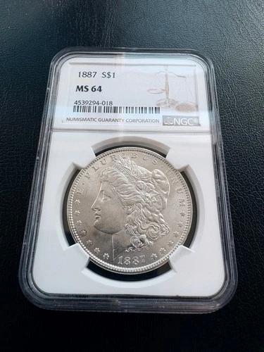 1887-P Silver Morgan Dollar $1 NGC MS 64, Beautiful Coin