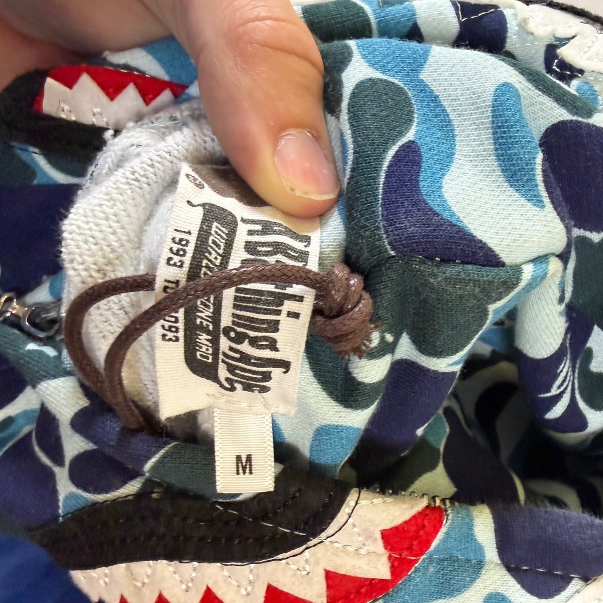 A Bathing Ape BAPE Blue Camo Shark Full Zip Hoodie Made in Japan