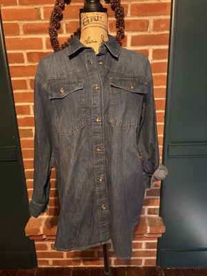 NWT SOFIA JEANS Denim Oversized Boyfriend SHIRT Button-Down Cotton size S