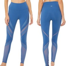 Alo Yoga Epic High Rise Sheer/Mesh Cut Out Leggings Cobalt Blue Size Small