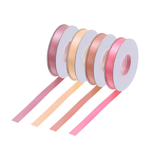 4 Rolls Satin Ribbon, 3/8" 10 Yards Pink/Deep Pink/Peach Red/Orange Pink - Picture 1 of 6