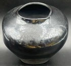 Vintage Haeger Pottery Vase 1987 Volcanic Raku Drip Glaze Asymmetrical
