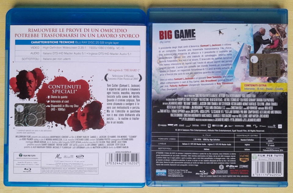 SAMUEL L. JACKSON: CLEANER (2007) + BIG GAME (2014) - 2 BLU-RAY ITALIA 1^ STAMPA - Immagine 2 di 4