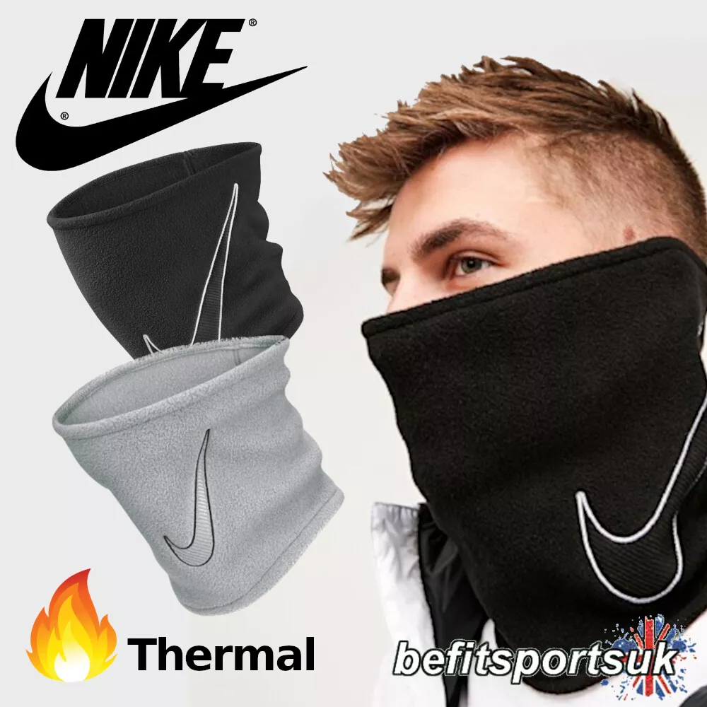 NIKE SNOOD NECK WARMER SCARF WINTER FLEECE FACE TUBE OS ALL BLACK GREY