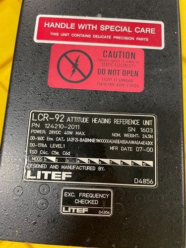 Litef LCR 92 Part #124210-2011 Attitude Heading Reference Unit