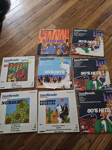 Lot of 8 Pioneer 8 Inch Laser Karaoke Discs Standards 50's 60's 80's, Country