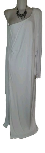 Curvy Sense Sz 4XL Womens White One Shoulder Stretchy Boho Summer Maxi Dress