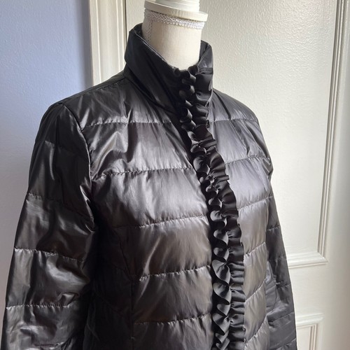 Lilly Pulitzer Doria Puffer Jacket Black Ruffles Down Filled Women's Size 2 - Picture 7 of 17