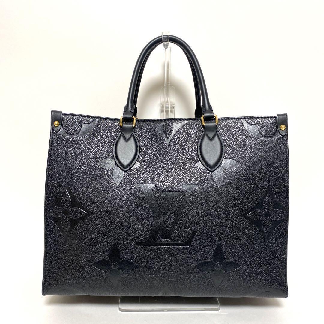 Louis Vuitton On The Go MM Black Leather Gold Hardware Ladies Tote Bag