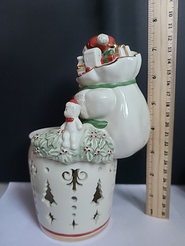 Lenox Santa Votive Pierced Tea Light Holder Candle Hug Hosting For The Holidays - Bild 4 von 10