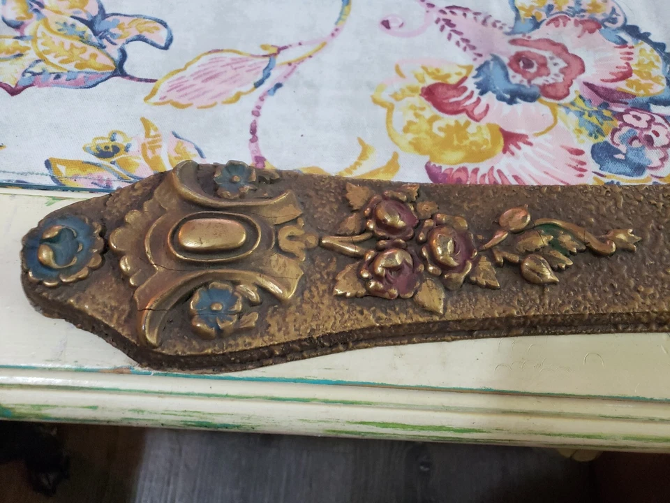 Antique Pair Wood and Brass Wall Hanging Sconces Candle Holders Primitive 17" - Image 2 of 4