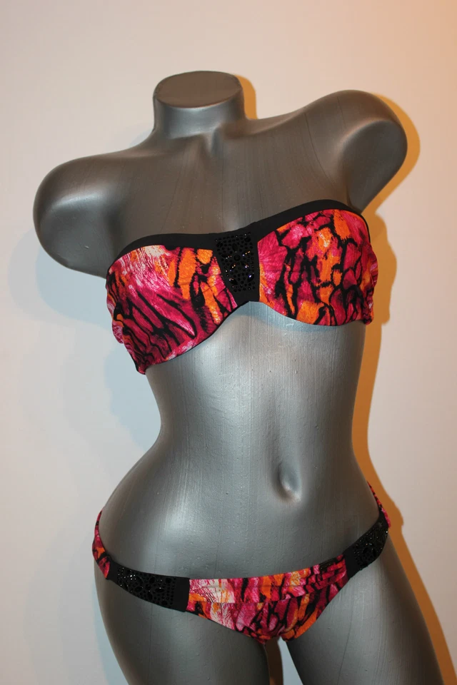 Triumph Bikini Bandeau "Portofino TWPD " Gr.38 B rotmix Höschen 38 sehr edel - Bild 2 von 4
