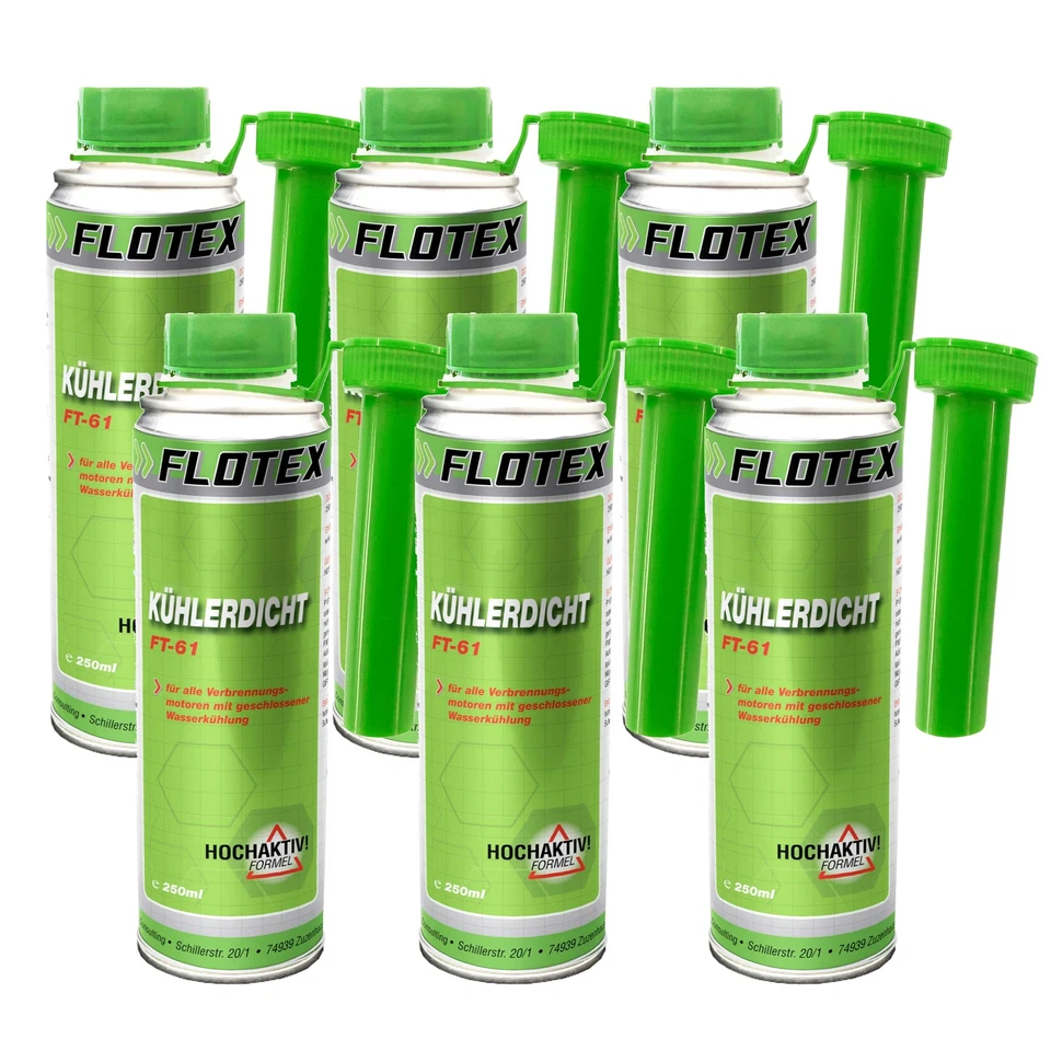 Flotex Kühlerdicht 6 x 250ml Kühlerdichtmittel Additiv Dichtmittel Kühlkreislauf