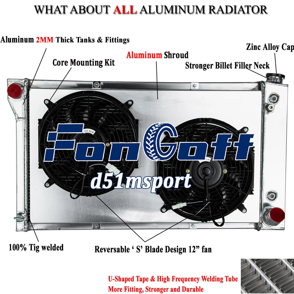 4 Rows Radiator Shroud Fan Kit For 1967-1972 Chevy C/K C10,C20 C30 K10 GMC C2500 Foto 2 de 4
