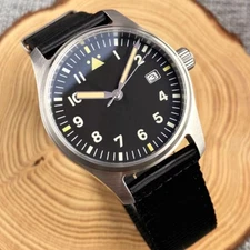 39MM Aviator Watch Sterile Dial 20ATM Men Mechanical NH35A Sapphire Glass Nylon