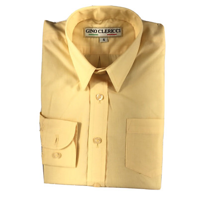 Gino Clericci Boys Yellow Dress Shirt Long Sleeve Pocket Sizes 4 - 6