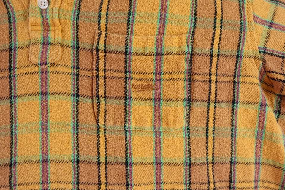 SUPREME Para Hombres Mediano Pullover Franela a Cuadros Camisa Bordada Bolsillo en el Pecho Logo Foto 2 de 4