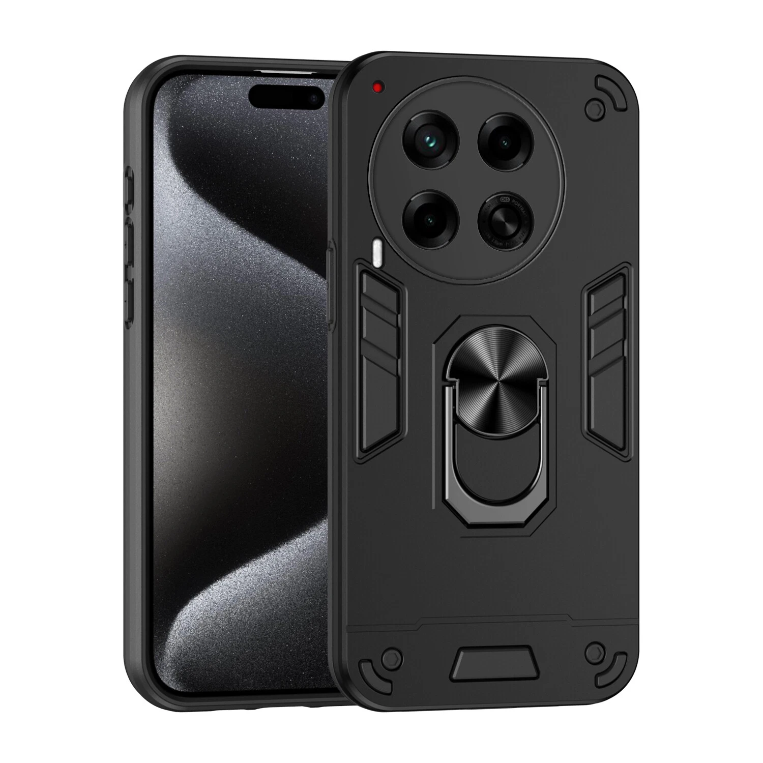 Hybrid Lens protection Ring stand Armor Back case For Tecno